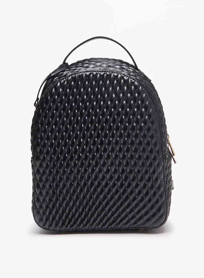 Flora Bella By Shoexpress Women's Quilted Backpack with Adjustable Shoulder Straps and Zip Closure