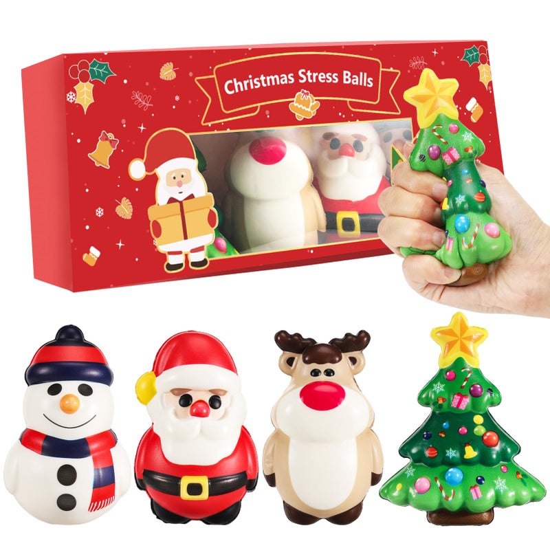 Biubee 42in Large Christmas Squishies 4pcs Mochi Squishy Toys Slow Rising Stress Relief Balls for Boys Girls Kids Christmas Fidgets Stocking Stuffer Kawaii Cute Party Favors - Image 3