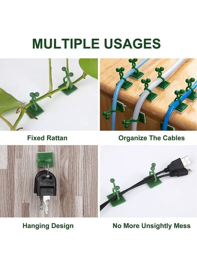 JIMATOR 120 PCS Plant Vine Climbing Wall Fixture Clips - Green 3 Different Size Plant Support Plant Fixer Self-Adhesive Sticky Hook Plant Vine Traction Vines Fixing Clip Vines Holder (Green) - Image 3