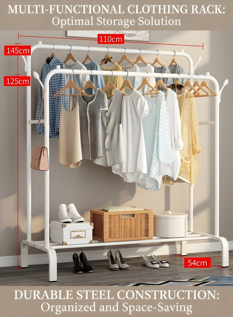 بيوينتي حامل ملابس معدني ل الملابس من شولوفس، رف معاطف لغرفة النوم (أبيض) - Image 2