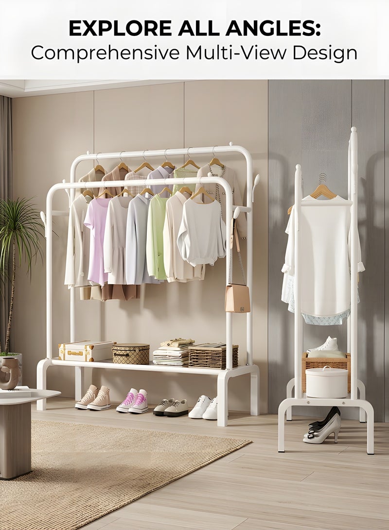 بيوينتي حامل ملابس معدني ل الملابس من شولوفس، رف معاطف لغرفة النوم (أبيض) - Image 4