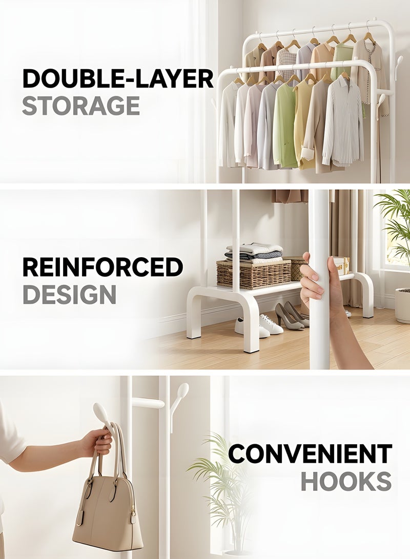 بيوينتي حامل ملابس معدني ل الملابس من شولوفس، رف معاطف لغرفة النوم (أبيض) - Image 3