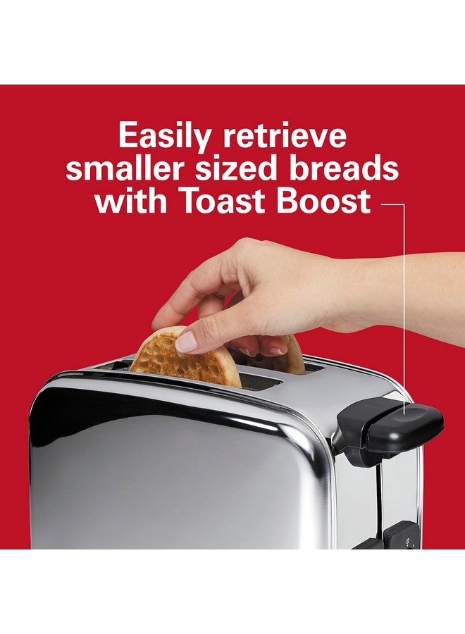 Hamilton Beach Hamilton Beach Retro Toaster with Wide Slots, Sure-Toast Technology, Bagel & Defrost Settings, Auto Boost to Lift Smaller Breads, 2 Slice, Polished Stainless Steel (22782)  - Image 3