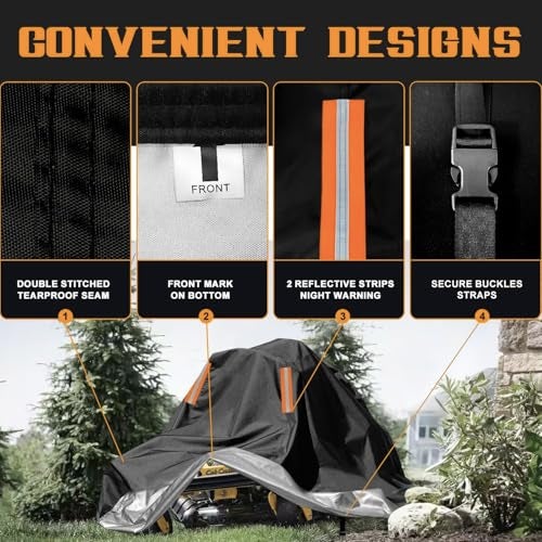 ClawsCover ZeroTurn Mower Cover Waterproof OutdoorsAntiUV 210D Polyester Universal Fit Riding Lawn Tractor Covers Up to 60 DecksAgainst UVDustDirtWind for All Weather Use79Lx46Wx55HEssential - Image 3