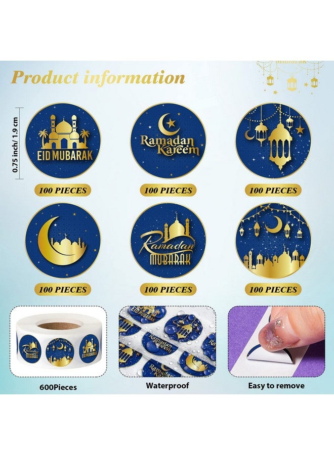 Teling 600 قطعة ملصقات حلوى عيد مبارك الصغيرة 0.75 بوصة ملصقات شوكولاتة رمضان الصغيرة ملصقات حلوى دائرية لعيد الفطر زينة إسلامية مسلمة لاحتفالات رمضان لوازم حفلات رمضان - Image 4
