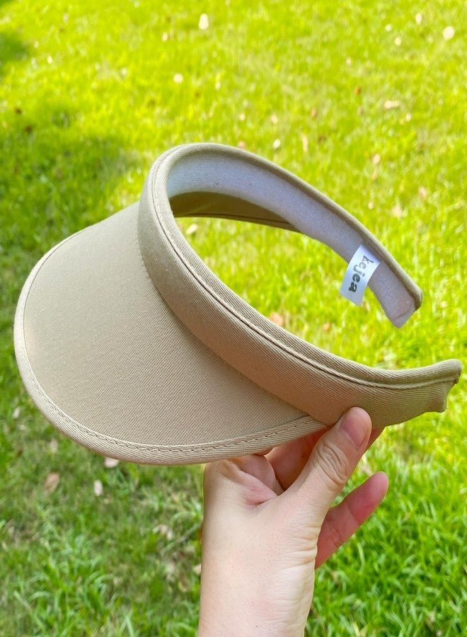 kejea Clip On Visor Hats Women Men Wide Brim Sun Visors Hat Outdoor Sports Adjustable Golf Beach Travel Tennis Caps Khaki, Khaki, 6 3/4-7 1/2 - Image 4