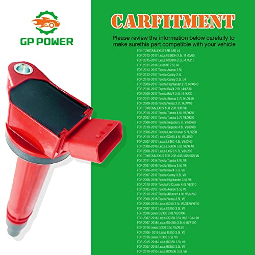 GP POWER IGNITION COILS UF507 UF587 UF630 9091902256 90919A2005 SET OF 8 COMPATIBLE WITH Toyota Tundra Sequoia Land Cruiser Lexus GX460 LS460 LS600H LX570 4.6 5.0 5.7 V8 1UR 2UR 3UR - Image 4