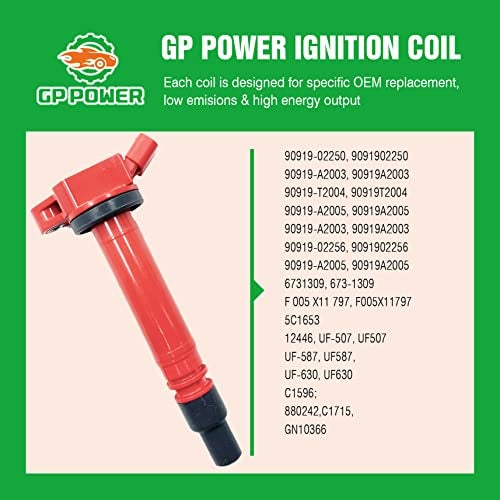 GP POWER IGNITION COILS UF507 UF587 UF630 9091902256 90919A2005 SET OF 8 COMPATIBLE WITH Toyota Tundra Sequoia Land Cruiser Lexus GX460 LS460 LS600H LX570 4.6 5.0 5.7 V8 1UR 2UR 3UR - Image 5
