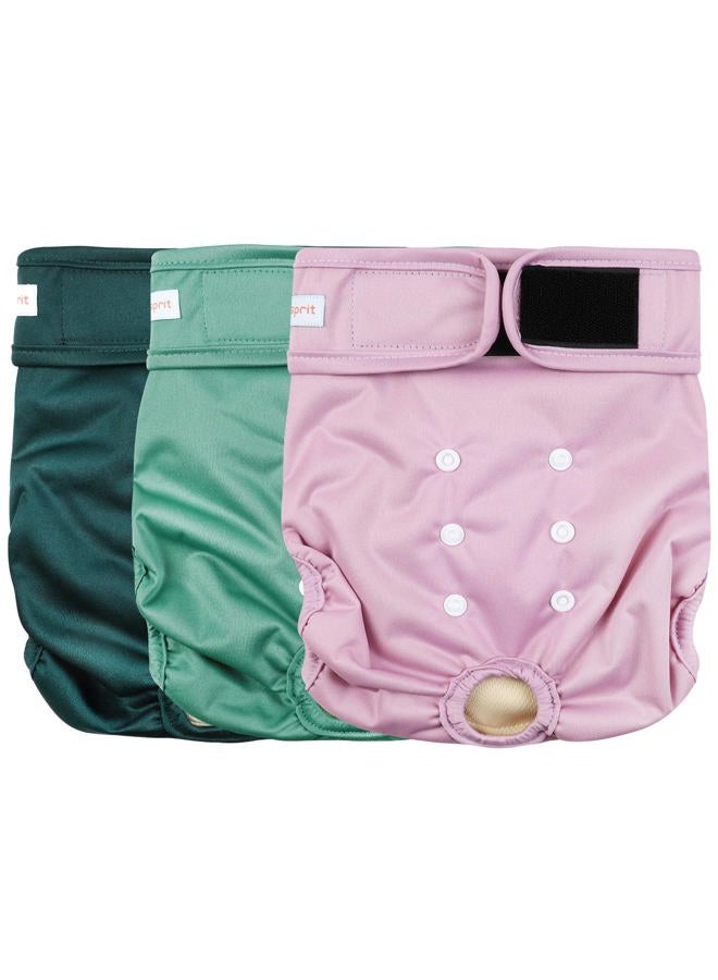 Langsprit Washable Female Dog Diapers (3 Pack) - No Leak Reusable Diapers for Doggy Female in Period - Highly Absorbent Dog Heat Panties with Adjustable Snaps Black S Size - Image 1