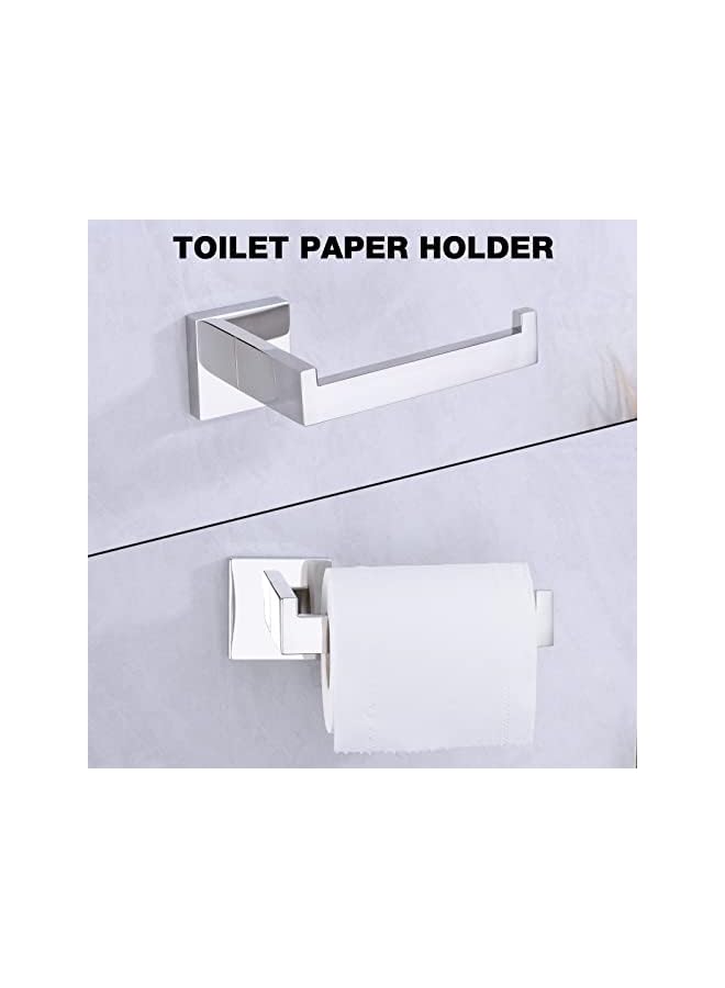 promass 5-Piece Bathroom Hardware Accessory Set Robe Hook Towel Bar Toilet Roll Paper Holder Towel Ring Wall Mounted, SUS 304 Stainless Steel, Chrome - Image 5