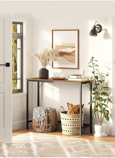dida-cosmos Console Table, Simple Sofa Table Home Coffee Corner Display Entryway Table for Couch Hallway Entrance Living Room 100 * 30 * 90CM (Brown)