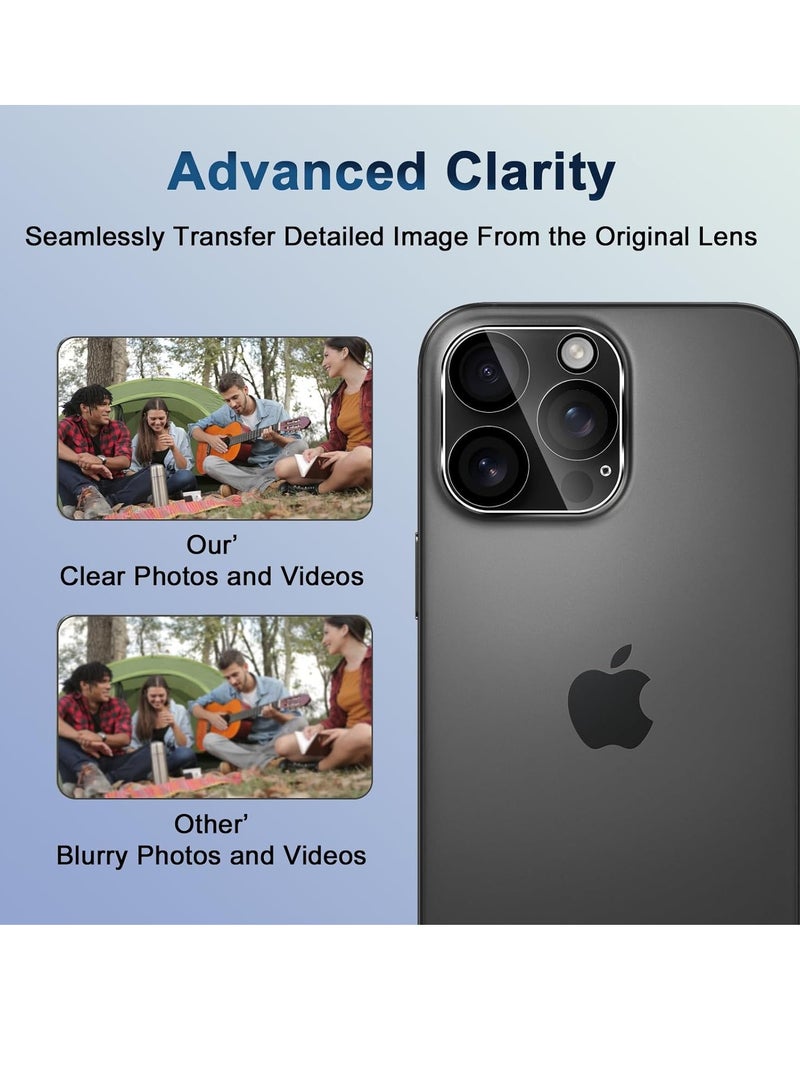 ELTRAZONE Camera Protection for iPhone 16 Pro/Pro Max – 2-Pack Tempered Glass Lens Protector, HD Clear, 9H Hardness, Full Coverage Camera Protective Film - Image 2