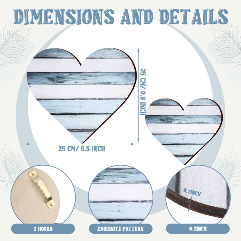 Chitidr 3 Pcs Valentine's Day Decor Heart Shaped Wood Sign Rustic Wood Heart Wall Decor Hanging Wooden Wall Sign Wooden Heart Plaque for Home Farmhouse Living Room Bedroom Valentines Gifts(Blue) - Image 2
