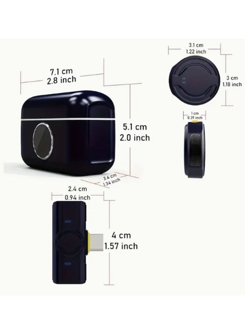 Microphone for USB-C Android Smartphone, iPhone15 Series Magnetic Back Clip,15H Battery Life with Charging Case Plug Play Mini Lapel Mics for Video