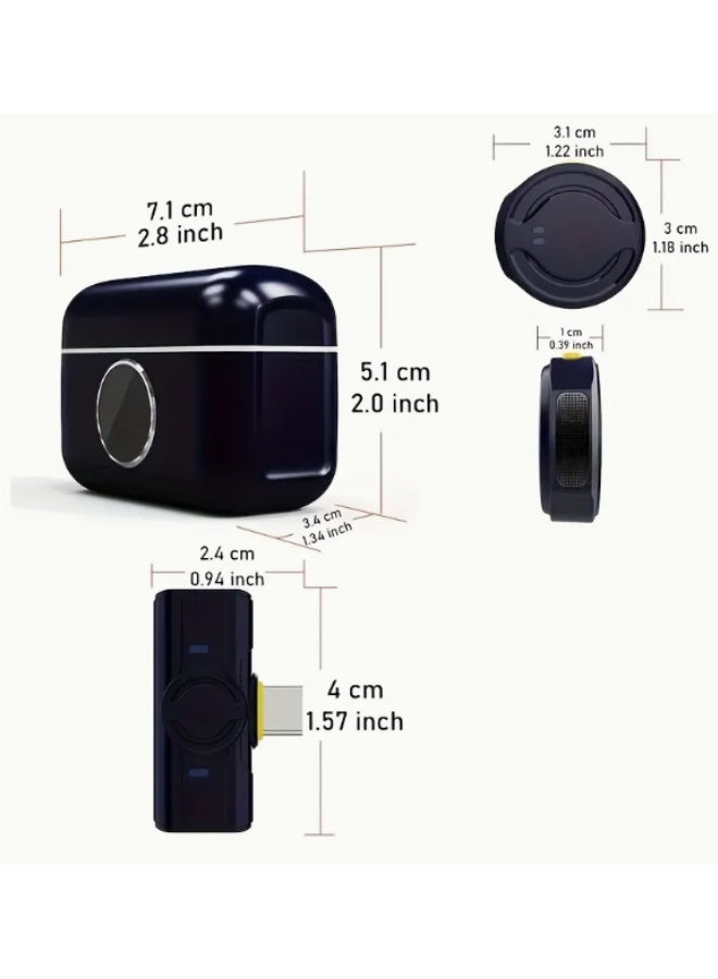 Microphone for USB-C Android Smartphone, iPhone15 Series Magnetic Back Clip,15H Battery Life with Charging Case Plug Play Mini Lapel Mics for Video
