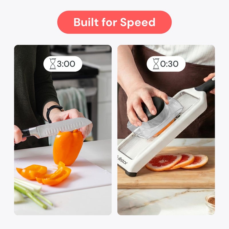 Fullstar 2-in-1 Handheld Mandoline Slicer for Kitchen - 4 Thickness Settings Vegetable Food Onion Slicer, Julienne Blade, Stainless Steel Guard, Easy to Use, Sharp Blades, Veggie Slicer & Fruit Cutter - Image 5