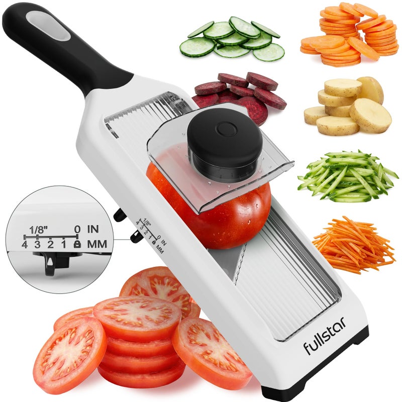 Fullstar 2-in-1 Handheld Mandoline Slicer for Kitchen - 4 Thickness Settings Vegetable Food Onion Slicer, Julienne Blade, Stainless Steel Guard, Easy to Use, Sharp Blades, Veggie Slicer & Fruit Cutter - Image 1