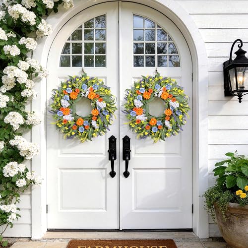 Vsonker Summer Wreath for Front Door 24 Inch, Spring Floral Wreaths with Artificial Daisy and Lavender for All Season Home Decor Easter Indoor Outdoor Wall Home Celebrations - Image 5