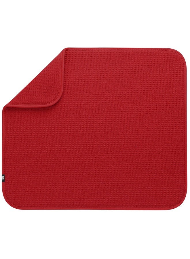 S&T INC. S&T INC. Dish Drying Mat, Highly Absorbent Microfiber Kitchen Counter Mat, Dish Drying Pad for Dishes, Utensils, Pots and Pans, Large 16" x 18", Red  - Image 1