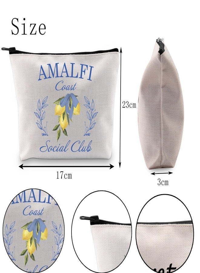 POFULL Girls Amalfi Coast Trip Gift Italy Vacation Trip Gift Amalfi Coast Social Club Zipper Pouch Makeup Bag - Image 2