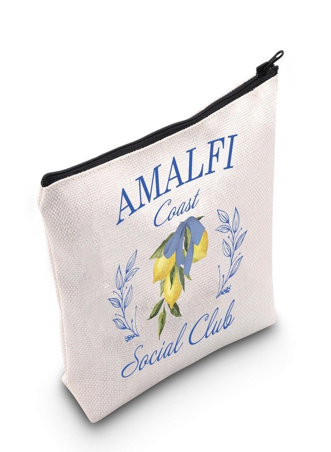 POFULL Girls Amalfi Coast Trip Gift Italy Vacation Trip Gift Amalfi Coast Social Club Zipper Pouch Makeup Bag - Image 1