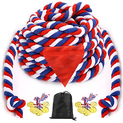 JHkim Tug of War Rope 40FT War Rope for Family Reunion Games Field Day Yard Games for Kid and Adult Independence Patriotic Day Party Games Outside Sports Activities Carnival Games Outdoor - Image 1