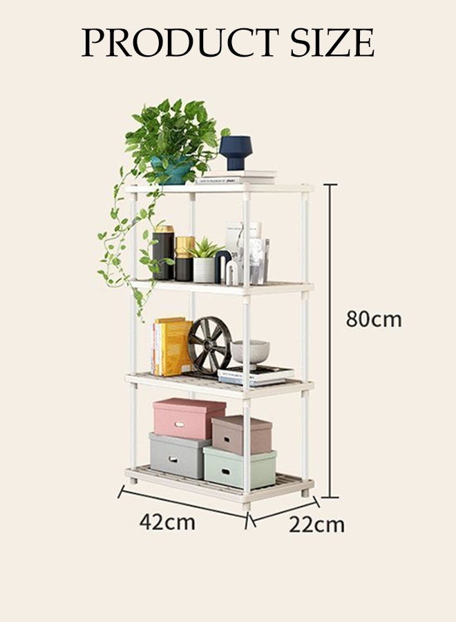 DUNISO Storage Shelf, 4-Layers Multifunctional Storage Rack Shelving Unit for Living Room, Bathroom, Balcony, Kitchen, Garden(White ) - Image 2