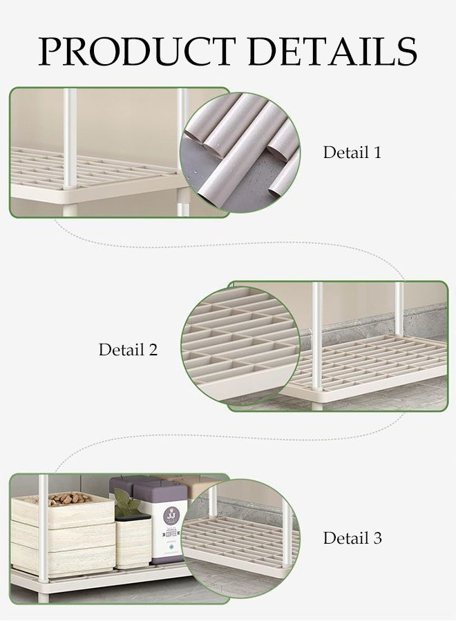 DUNISO Storage Shelf, 4-Layers Multifunctional Storage Rack Shelving Unit for Living Room, Bathroom, Balcony, Kitchen, Garden(White ) - Image 3
