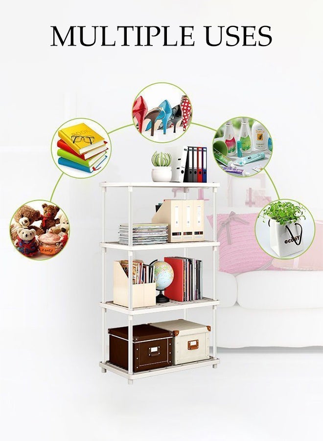 DUNISO Storage Shelf, 4-Layers Multifunctional Storage Rack Shelving Unit for Living Room, Bathroom, Balcony, Kitchen, Garden(White ) - Image 4