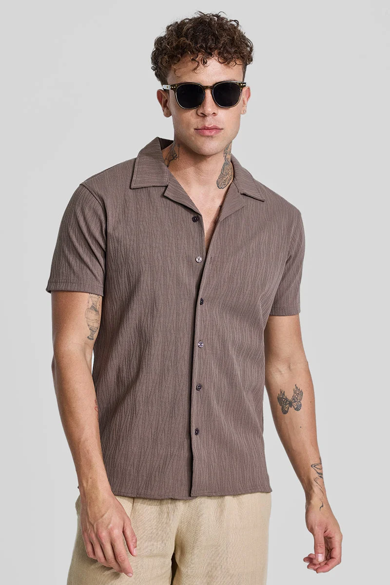 SNITCH Brown Cuban Textured Shirt