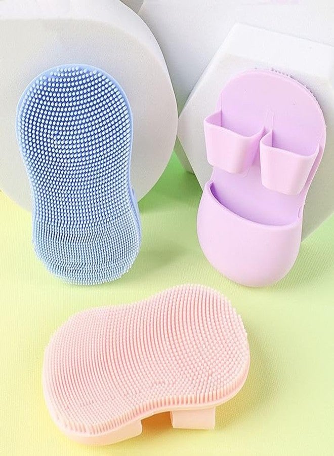 Houvida Silicone Face Scrubber Brush - Pore Cleaning Facial Brush for Men & Women - Gentle Face Cleaning Brush & Silicone Pore Brush for Deep Cleansing & Bathing, (Pack of 2, Multicolour) - Image 2