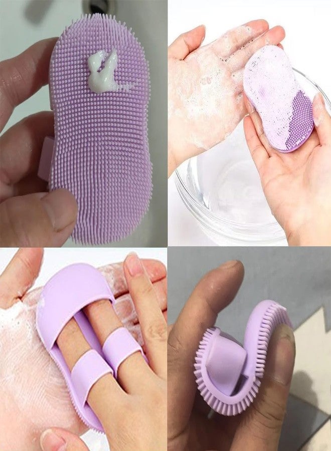Houvida Silicone Face Scrubber Brush - Pore Cleaning Facial Brush for Men & Women - Gentle Face Cleaning Brush & Silicone Pore Brush for Deep Cleansing & Bathing, (Pack of 2, Multicolour) - Image 3