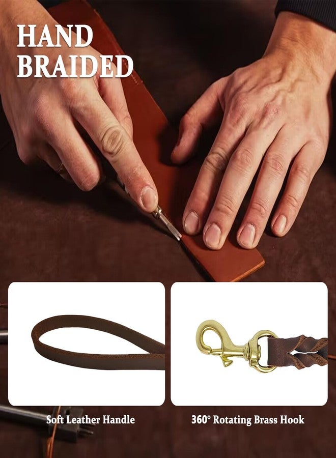 leadfar Leather Dog Leash 6ft x 1/2'', Heavy Duty Braided Dog Leashes with Rotating Clasp, Genuine Handmade Leather Dog Training Leash for Small Medium Dogs - Image 4