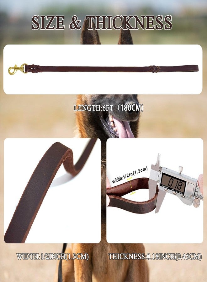 leadfar Leather Dog Leash 6ft x 1/2'', Heavy Duty Braided Dog Leashes with Rotating Clasp, Genuine Handmade Leather Dog Training Leash for Small Medium Dogs - Image 5