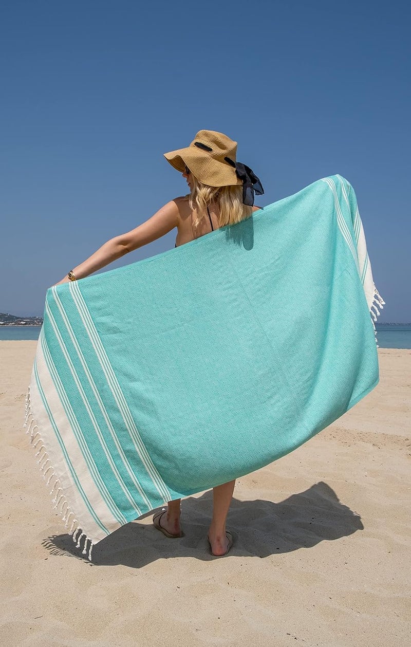 DEMMEX Certified 100% Organic Turkish Cotton Beach and Bath Towel, Peshtemal Towel Blanket, Quick Dry Sand Free, Oversized Light Compact, Diamond Weave, Prewashed, 71x36 Inches, 14 Oz (Nile) - Image 5