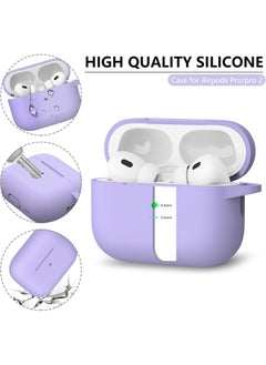 SJet Soft Silicone Protective Case Cover for AirPods Pro 2/Pro with Cleaner Kit and Keychain(Purple)  - Image 4