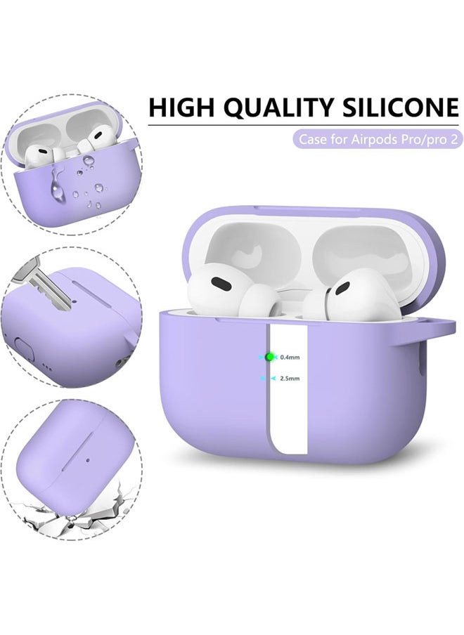 SJet - Soft Silicone Protective Case Cover for AirPods Pro 2/Pro with Cleaner Kit and Keychain(Purple) - Image 1