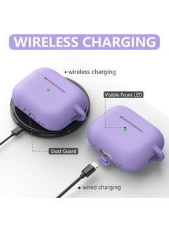 SJet Soft Silicone Protective Case Cover for AirPods Pro 2/Pro with Cleaner Kit and Keychain(Purple)  - Image 5