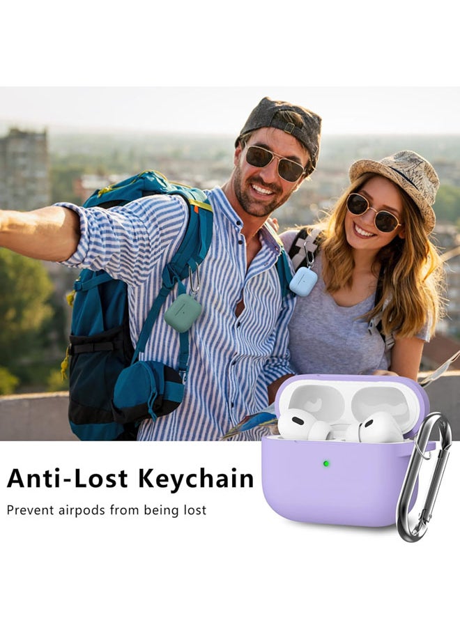 SJet - Soft Silicone Protective Case Cover for AirPods Pro 2/Pro with Cleaner Kit and Keychain(Purple) - Image 1