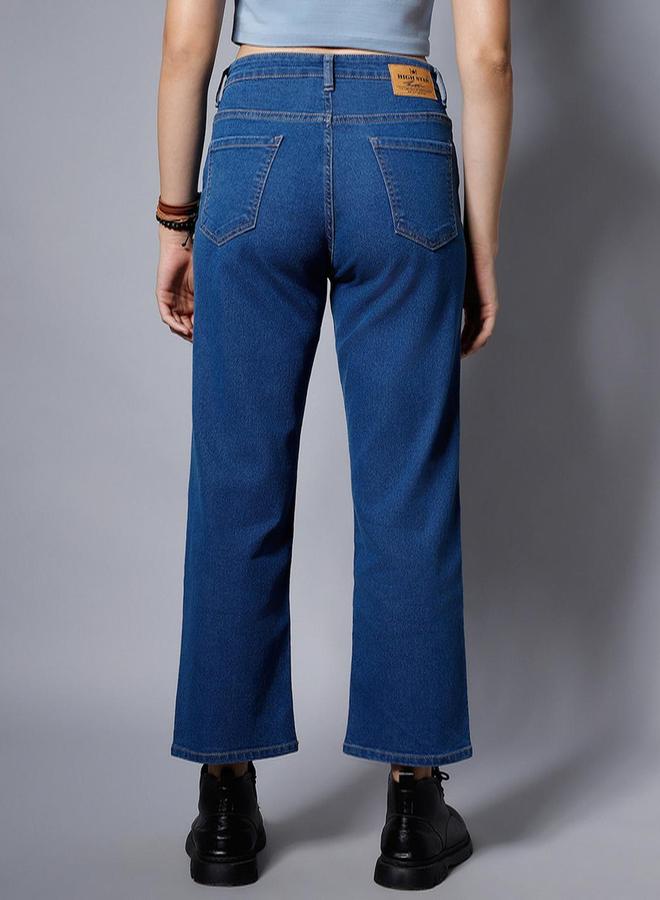 هاي ستار جينز مطاطي بخصر عالي مع تأثير باهت خفيف - Image 2