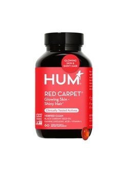 HUM Red Carpet - Skin & Hair Supplement - Black Currant Seed Oil for Glowing Skin & Strong Thicker Hair with Vitamin E & Omegas 3/6 - Hair Growth Vitamins for Women (60-Count)  - Image 1
