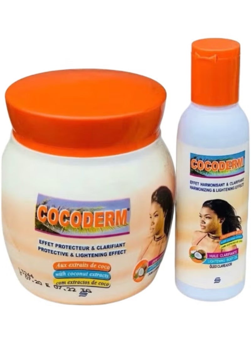 Cocoderm Coconut Lightening and Moisturizing Cream Set - 300ml Cocoderm Purifying Oil