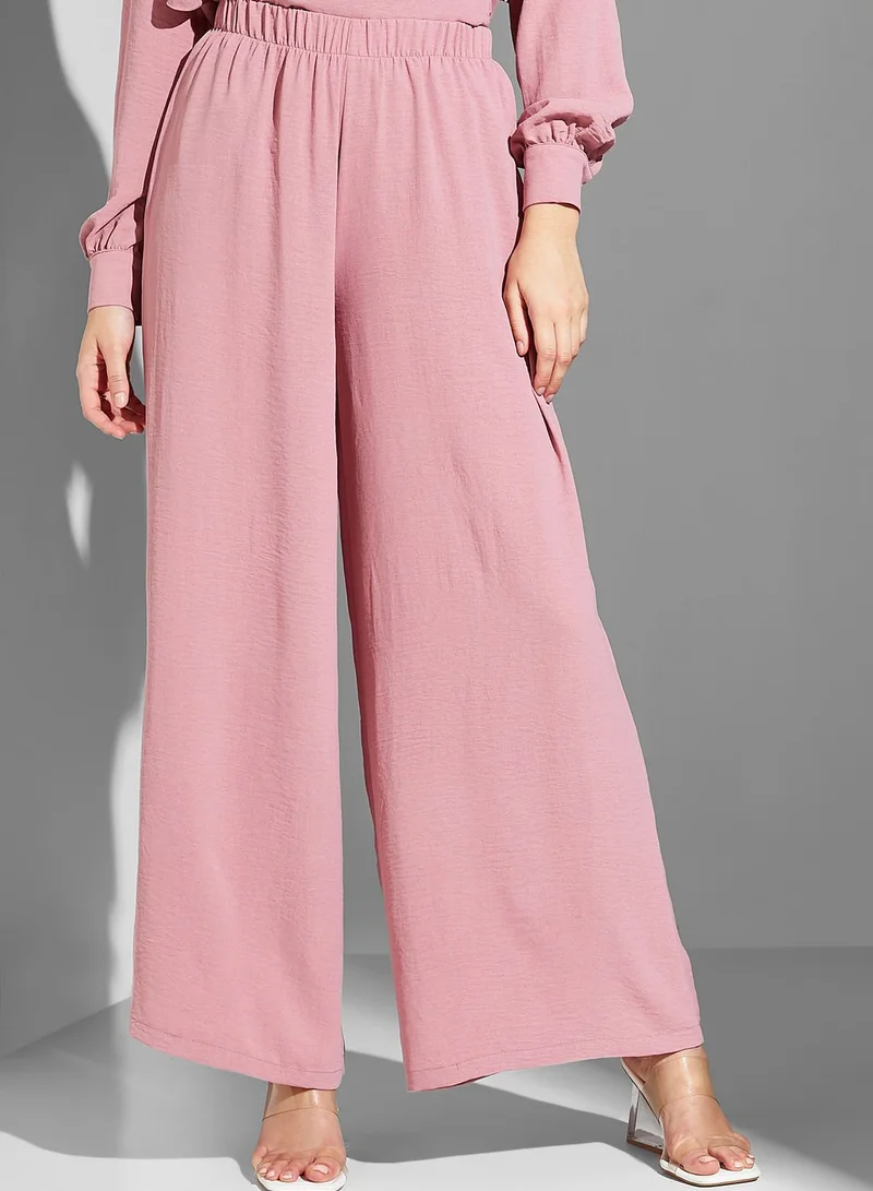 Namshi x Modanisa Waterfall Trim Top & Pants Set