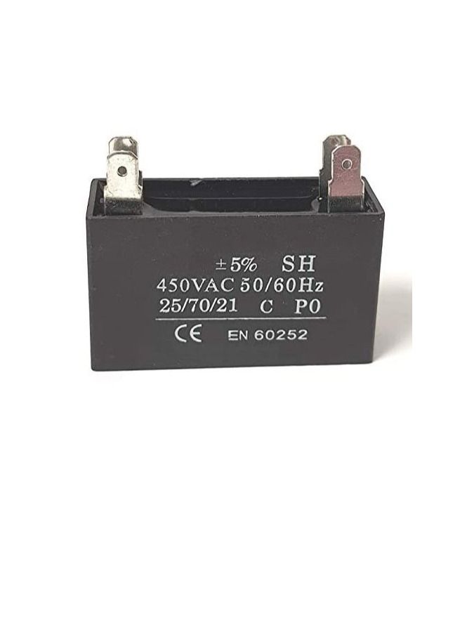 High Quality 2 Pin Rectangle Shaped Fan Capacitor 450 VAC | Black (2 PIN 7MFD (7µF))  - Image 3