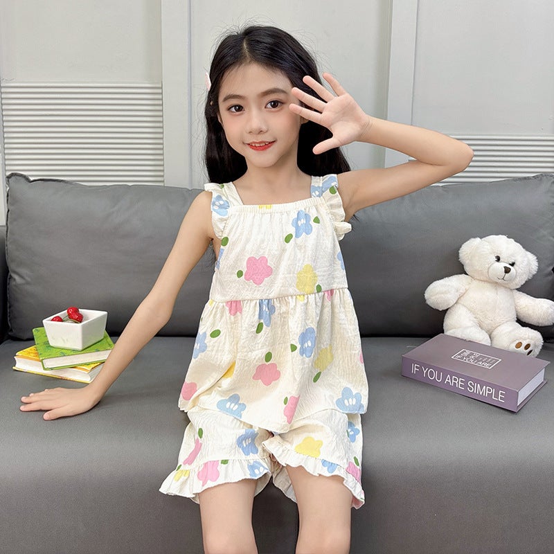 Children'S Suspenders Suit Girls Vest Shorts Two-Piece Baby Thin Summer Children'S Clothing - Image 2