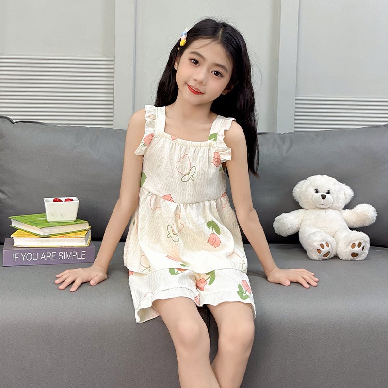 Children'S Suspenders Suit Girls Vest Shorts Two-Piece Baby Thin Summer Children'S Clothing - Image 4