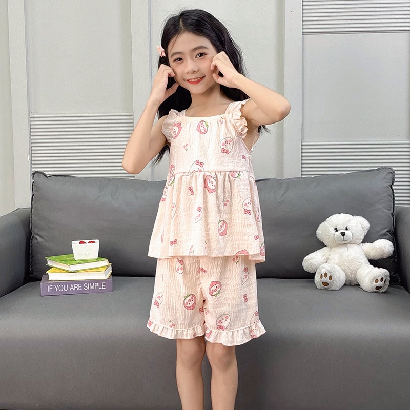 Children'S Suspenders Suit Girls Vest Shorts Two-Piece Baby Thin Summer Children'S Clothing - Image 5