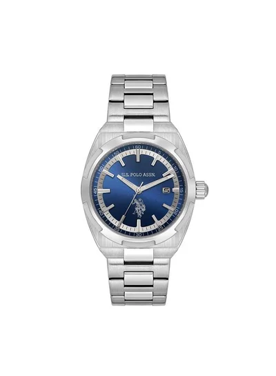 يو اس بولو اسن Fundamental 42mm Men's Watch with Blue Dial & Stainless Steel Bracelet