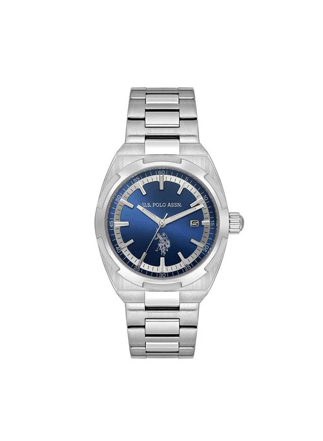 يو اس بولو اسن Fundamental 42mm Men's Watch with Blue Dial & Stainless Steel Bracelet