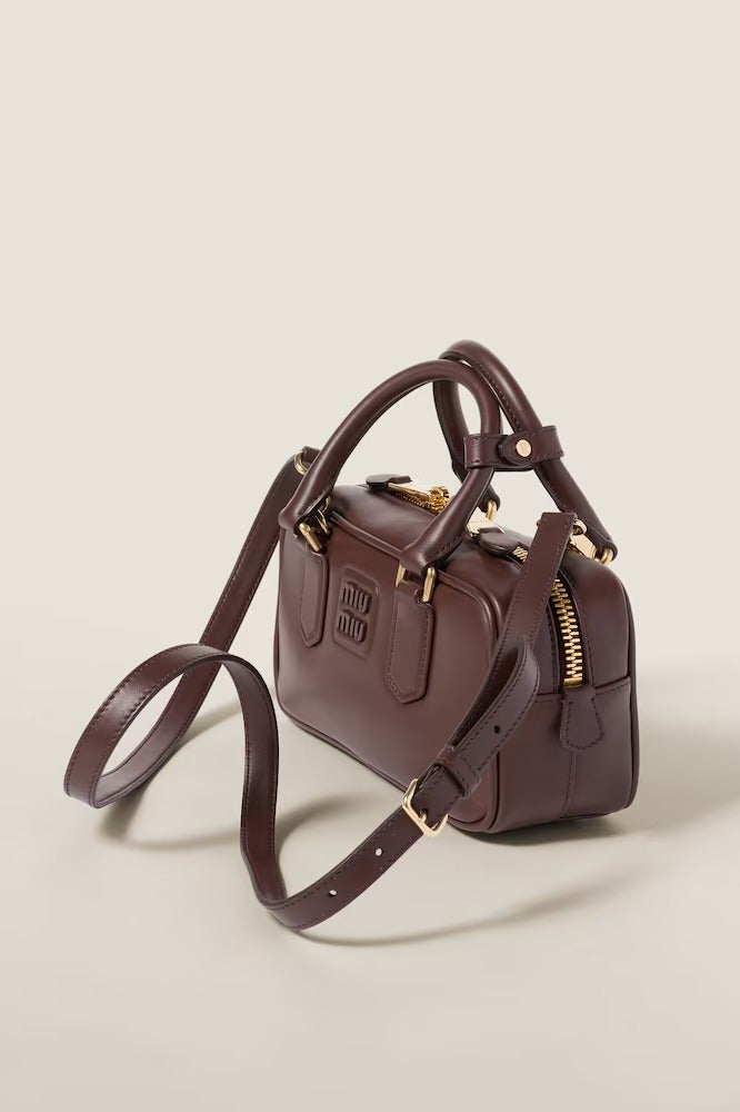 Miu Miu Miu Arcadie leather bag  Women's Bag, Women's Tote Bag, Women's Shoulder Bag, Women's Cross body Bag, Women's Handbag, Coffee-Brown - Image 3